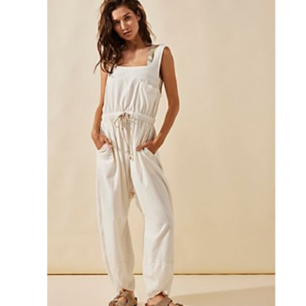 Free People Cream Jumpsuit